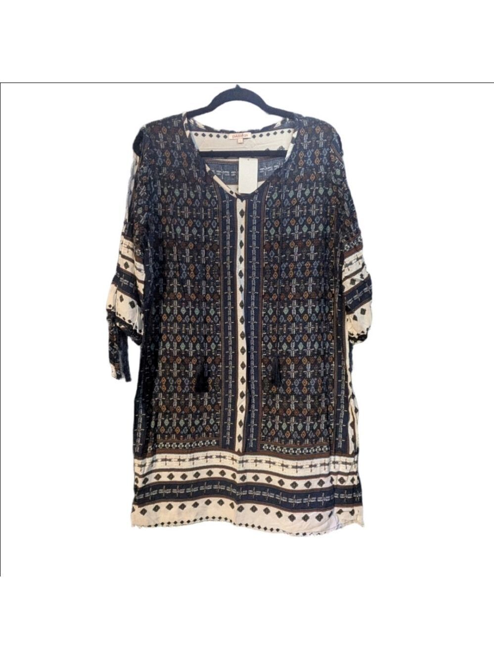 NWT Women's Blue Floral Print Long Sleeve Dress Large